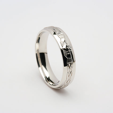 Claddagh Wedding Band - Yellow or White Gold & Platinum Available