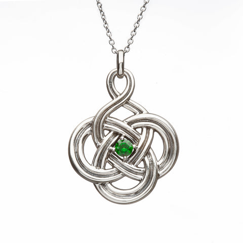 Celtic Knot Pendant with Green CZ - Clearance