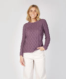 Lambay Lattice Cable Aran Sweater - Warm Lavender