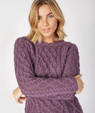 Lambay Lattice Cable Aran Sweater - Warm Lavender