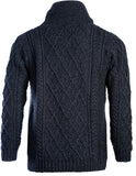 Aran Sweatshirt Collared Pullover-Grey