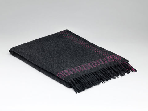 Charcoal & Raspberry Cashmere Throw