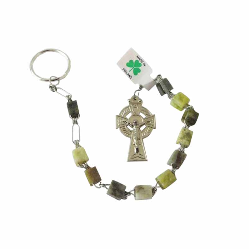 Connemara Marble Rosary Key Chain - Square Bead