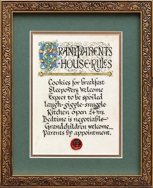 Grandparents House Rules Framed Print
