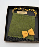 Green Herringbone/Mustard Pouch