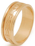 Claddagh Wedding Band w/Trim - Yellow, White or Two Tone Gold