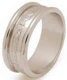 Claddagh Wedding Band w/Trim - Yellow, White or Two Tone Gold
