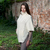 Funnel Neck Poncho Jacket - Cream