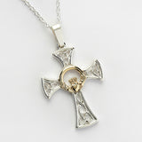 Claddagh Celtic Cross - Silver/14ct