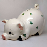 Piggy Bank with Shamrocks (2 Sizes)