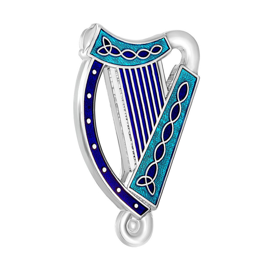 Blue Enamel Harp Brooch