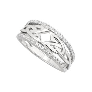 Pave Set Double Trinity Knot Ring - CLEARANCE
