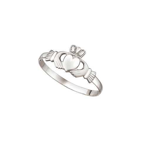 14K White Gold Mini Claddagh Ring