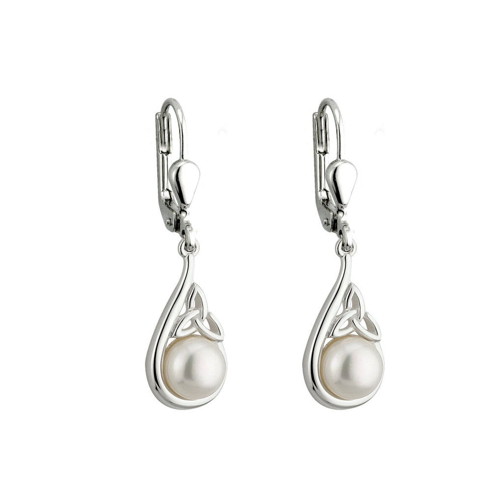 Trinity Knot Pearl Drop Earrings