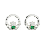 Green Crystal Claddagh Earrings