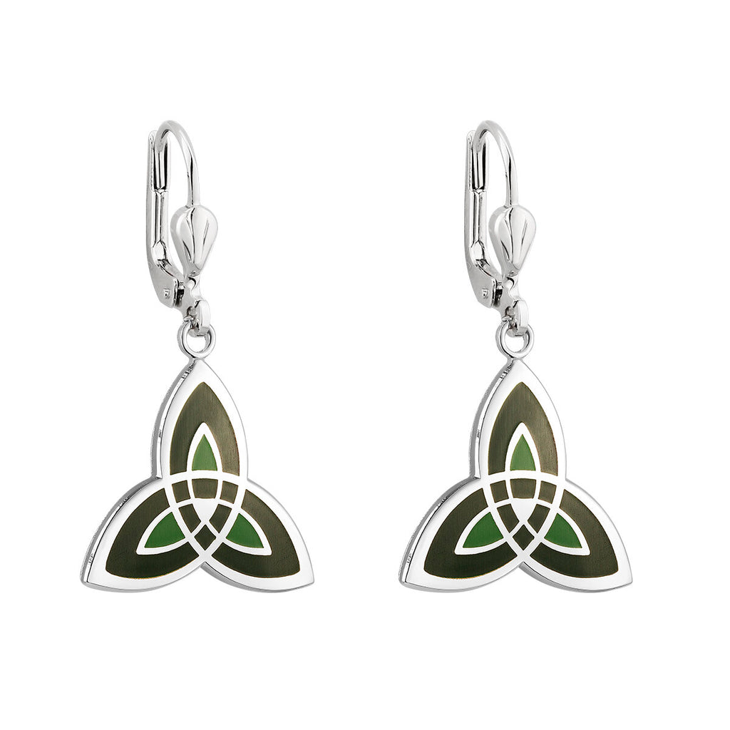 Green Enamel Trinity Knot Earrings