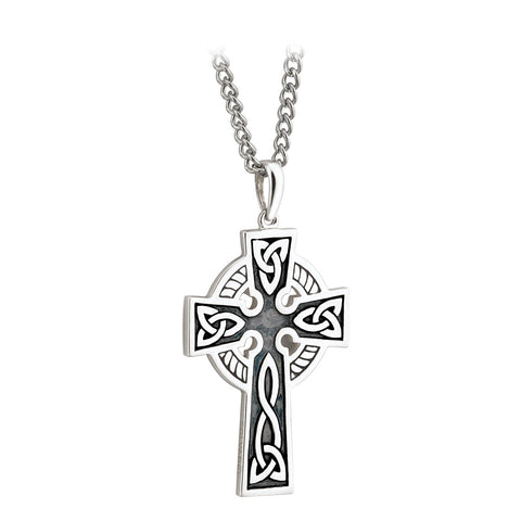 Double Sided Oxidized Sterling Celtic Cross