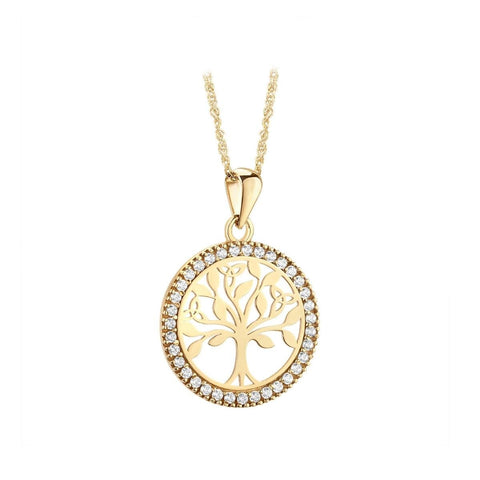 10K Gold CZ Tree of Life Pendant