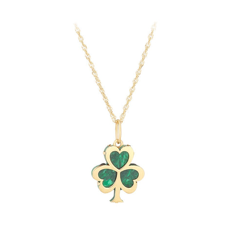 10K Malachite Shamrock Pendant