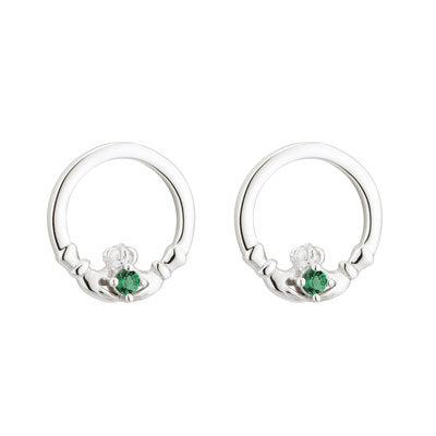 Green Crystal Claddagh Earrings