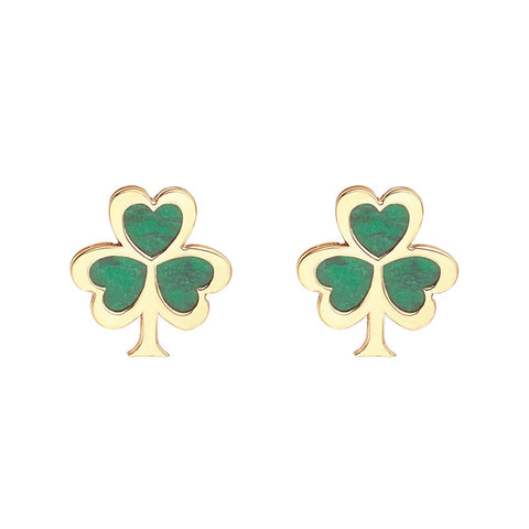 10K Malachite Shamrock Stud Earrings