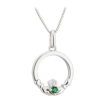 Green Crystal Claddagh Pendant