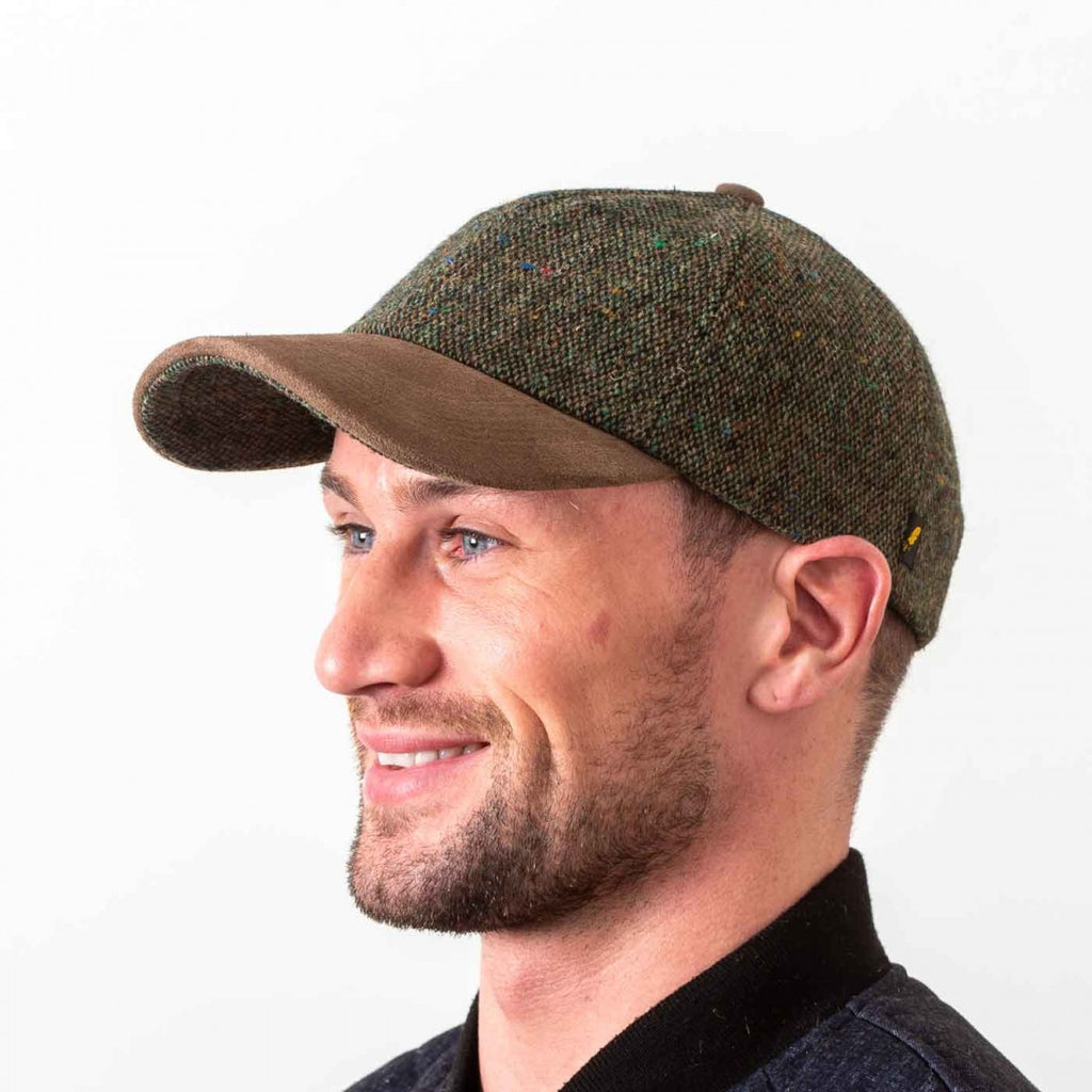 Donegal Tweed Baseball Cap - Green Salt & Pepper